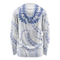 Aloha Lei Onaona Long Sleeve Shirt Navy Blue Hawaiian Tribal Pattern LT9 - Polynesian Pride