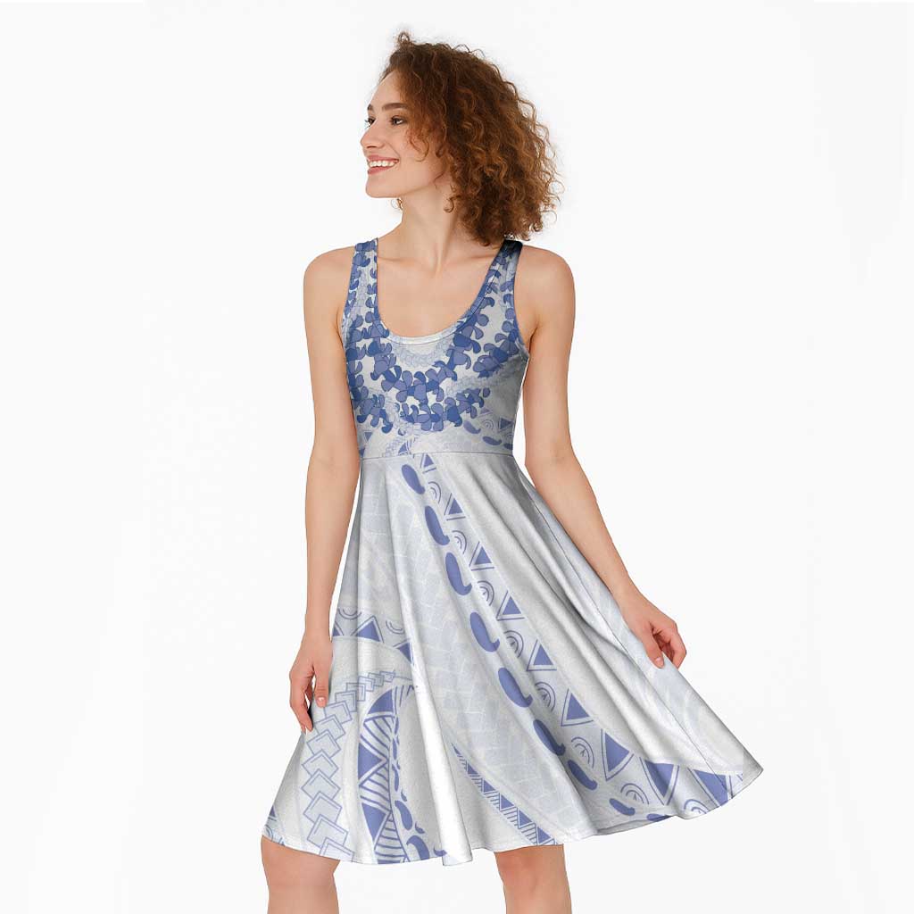 Aloha Lei Onaona Midi Dress Navy Blue Hawaiian Tribal Pattern - Polynesian Pride