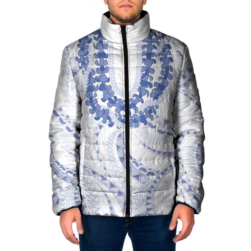 Aloha Lei Onaona Padded Jacket Navy Blue Hawaiian Tribal Pattern LT9 Men Blue - Polynesian Pride