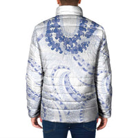 Aloha Lei Onaona Padded Jacket Navy Blue Hawaiian Tribal Pattern LT9 - Polynesian Pride
