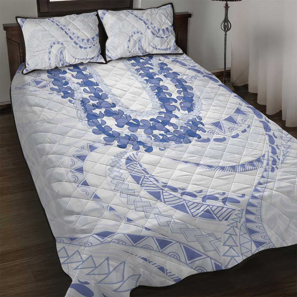 Aloha Lei Onaona Quilt Bed Set Navy Blue Hawaiian Tribal Pattern