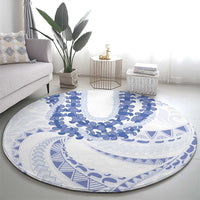 Aloha Lei Onaona Round Carpet Navy Blue Hawaiian Tribal Pattern