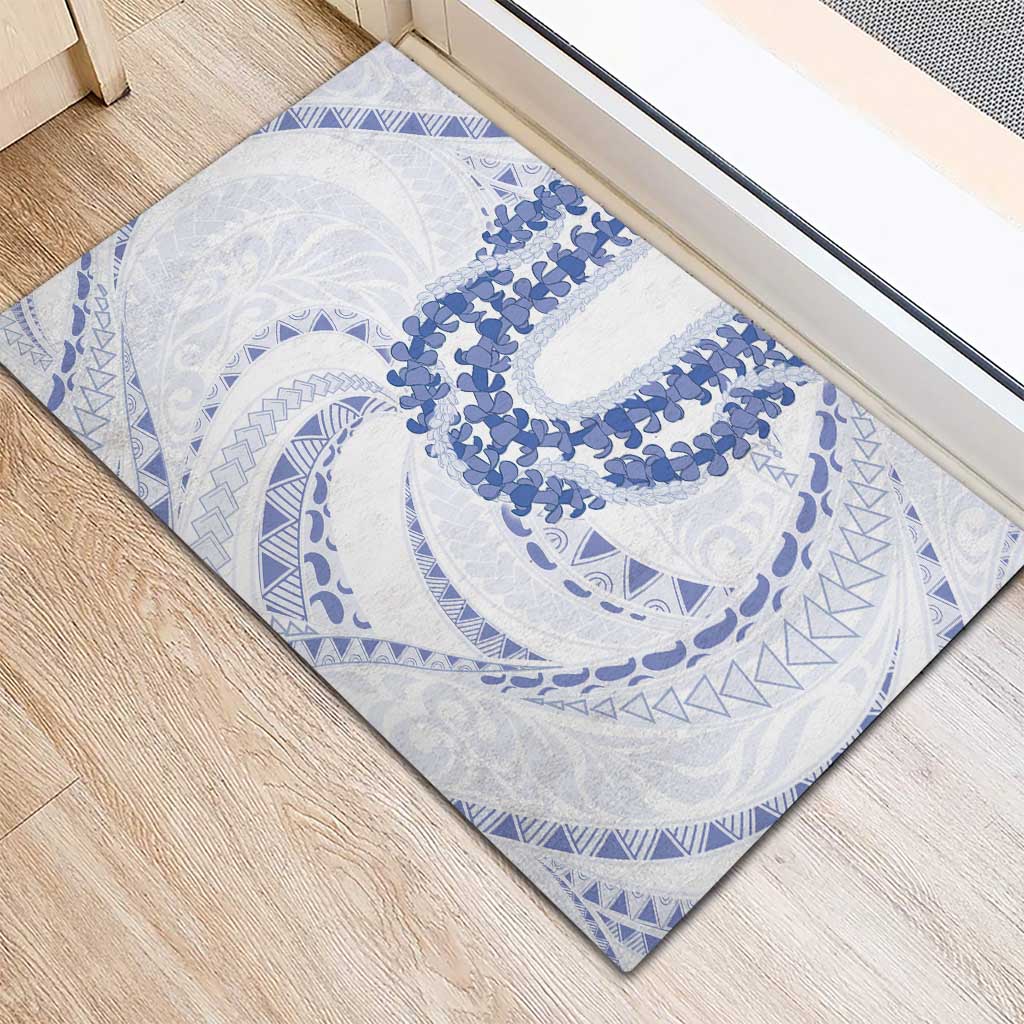 Aloha Lei Onaona Rubber Doormat Navy Blue Hawaiian Tribal Pattern LT9 - Polynesian Pride