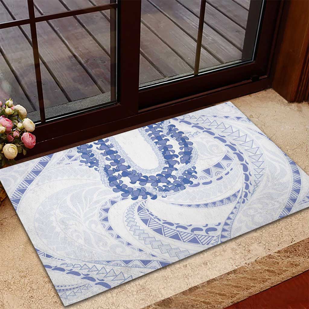 Aloha Lei Onaona Rubber Doormat Navy Blue Hawaiian Tribal Pattern LT9 - Polynesian Pride