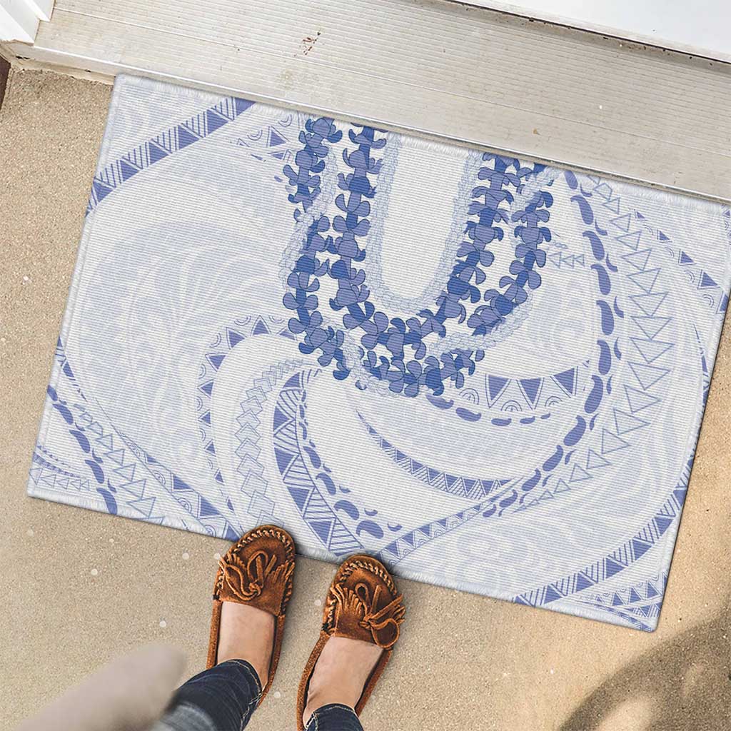 Aloha Lei Onaona Rubber Doormat Navy Blue Hawaiian Tribal Pattern LT9 - Polynesian Pride