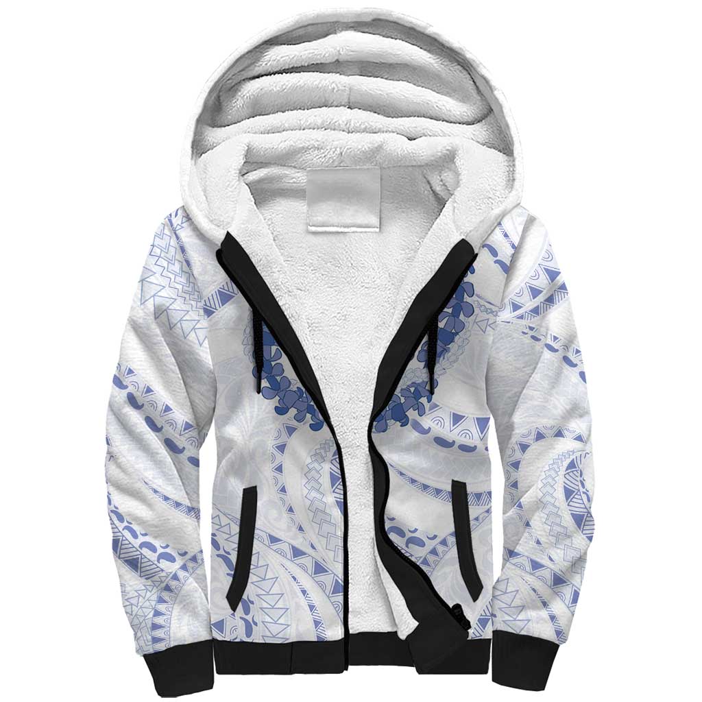 Aloha Lei Onaona Sherpa Hoodie Navy Blue Hawaiian Tribal Pattern LT9 Unisex Blue - Polynesian Pride