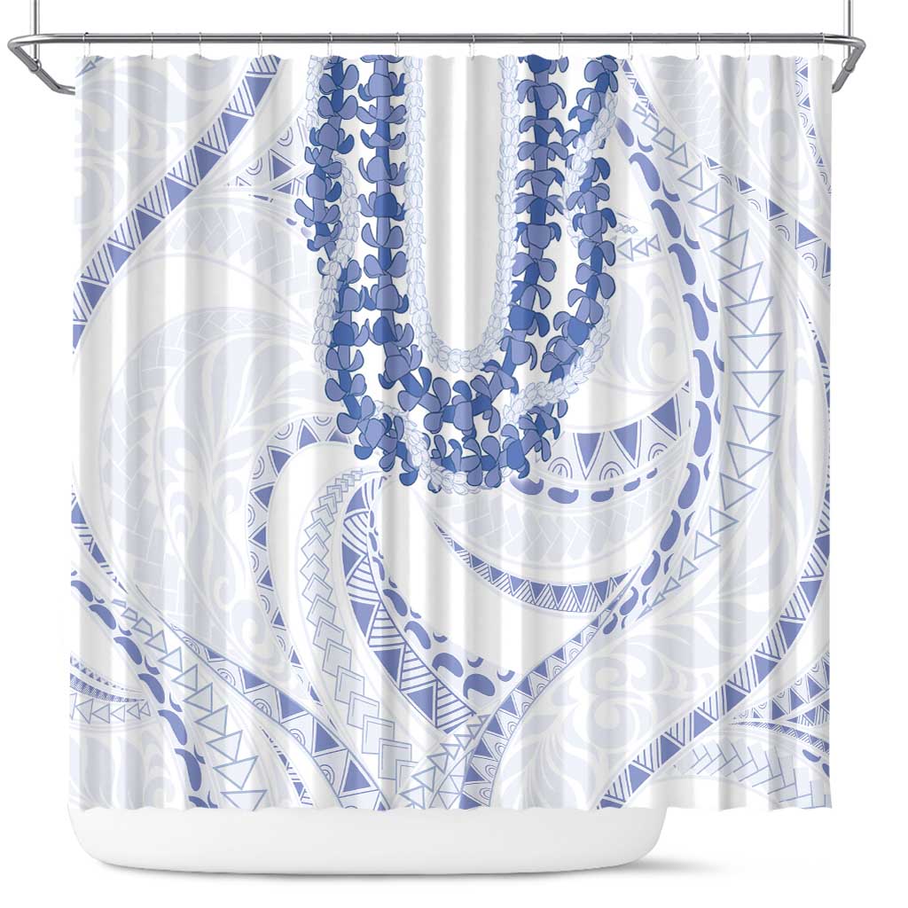 Aloha Lei Onaona Shower Curtain Navy Blue Hawaiian Tribal Pattern