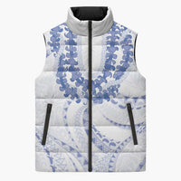 Aloha Lei Onaona Sleeveless Puffer Jacket Navy Blue Hawaiian Tribal Pattern LT9 Unisex Blue - Polynesian Pride