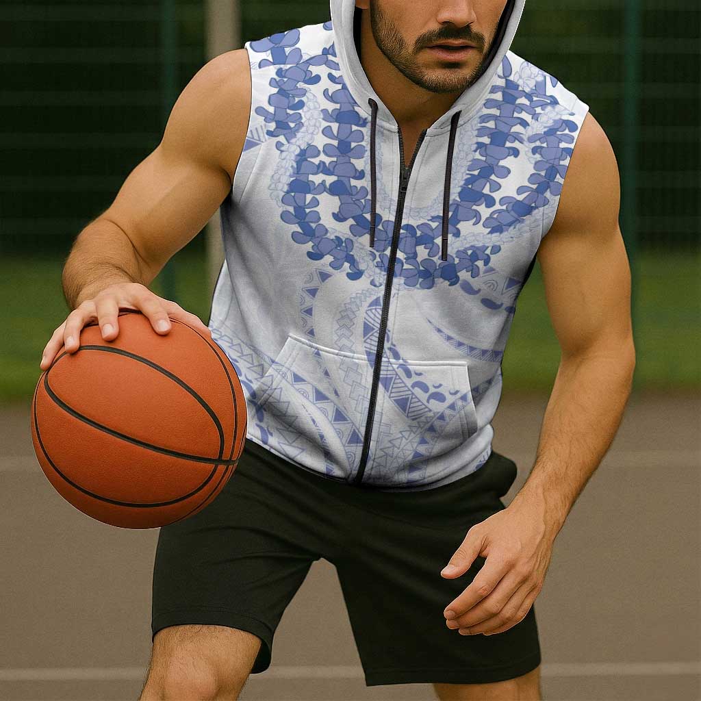Aloha Lei Onaona Sleeveless Zip Hoodie Navy Blue Hawaiian Tribal Pattern LT9 - Polynesian Pride