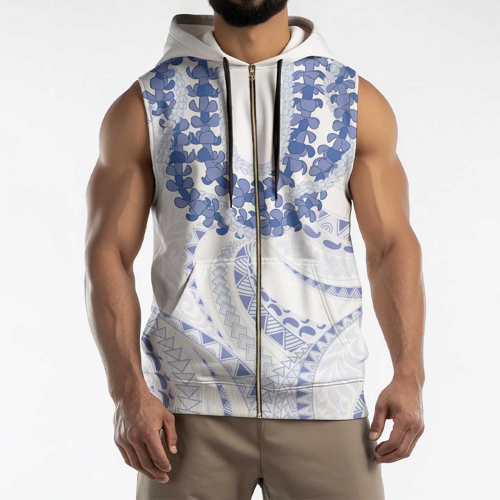 Aloha Lei Onaona Sleeveless Zip Hoodie Navy Blue Hawaiian Tribal Pattern - Polynesian Pride
