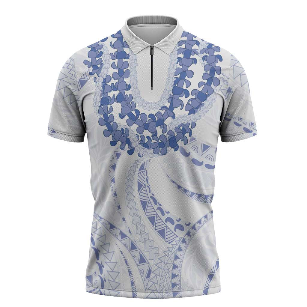 Aloha Lei Onaona Zipper Polo Shirt Navy Blue Hawaiian Tribal Pattern - Polynesian Pride