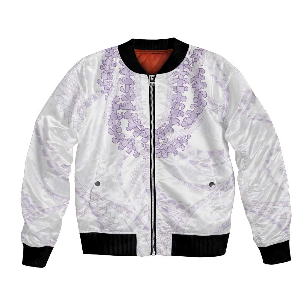 Aloha Lei Onaona Bomber Jacket Purple Hawaiian Tribal Pattern