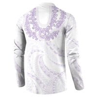 Aloha Lei Onaona Button Sweatshirt Purple Hawaiian Tribal Pattern LT9 - Polynesian Pride