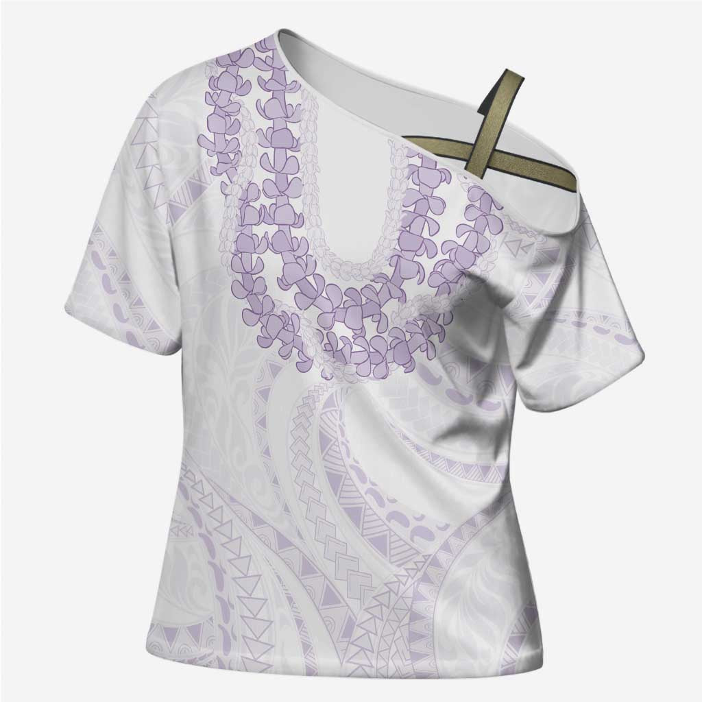 Aloha Lei Onaona Cross Shoulder Shirt Purple Hawaiian Tribal Pattern LT9 Female Purple - Polynesian Pride