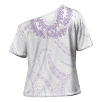Aloha Lei Onaona Cross Shoulder Shirt Purple Hawaiian Tribal Pattern LT9 - Polynesian Pride