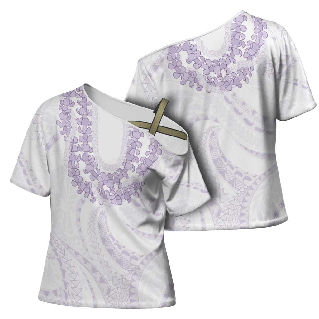 Aloha Lei Onaona Cross Shoulder Shirt Purple Hawaiian Tribal Pattern LT9 - Polynesian Pride