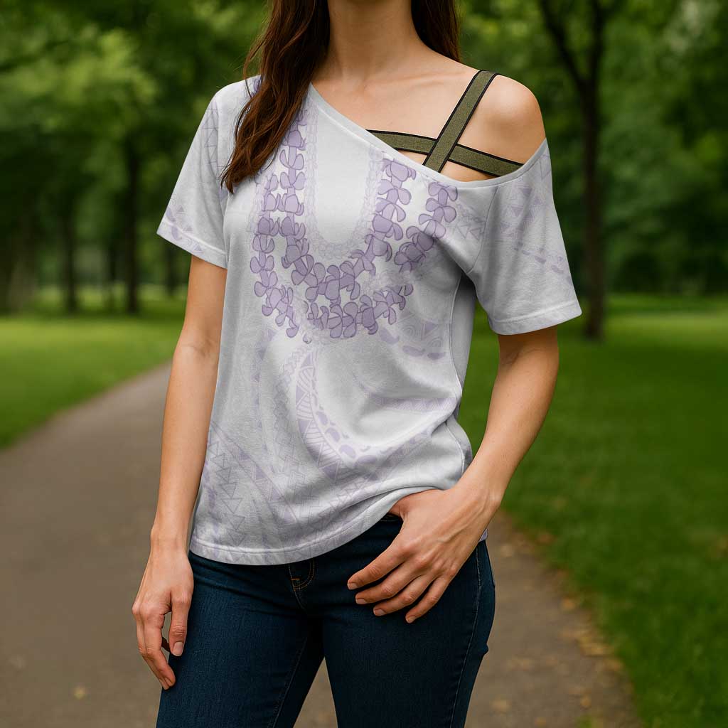 Aloha Lei Onaona Cross Shoulder Shirt Purple Hawaiian Tribal Pattern LT9 - Polynesian Pride