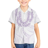Aloha Lei Onaona Family Matching Long Sleeve Bodycon Dress and Hawaiian Shirt Purple Hawaiian Tribal Pattern
