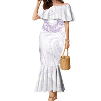 Aloha Lei Onaona Family Matching Mermaid Dress and Hawaiian Shirt Purple Hawaiian Tribal Pattern