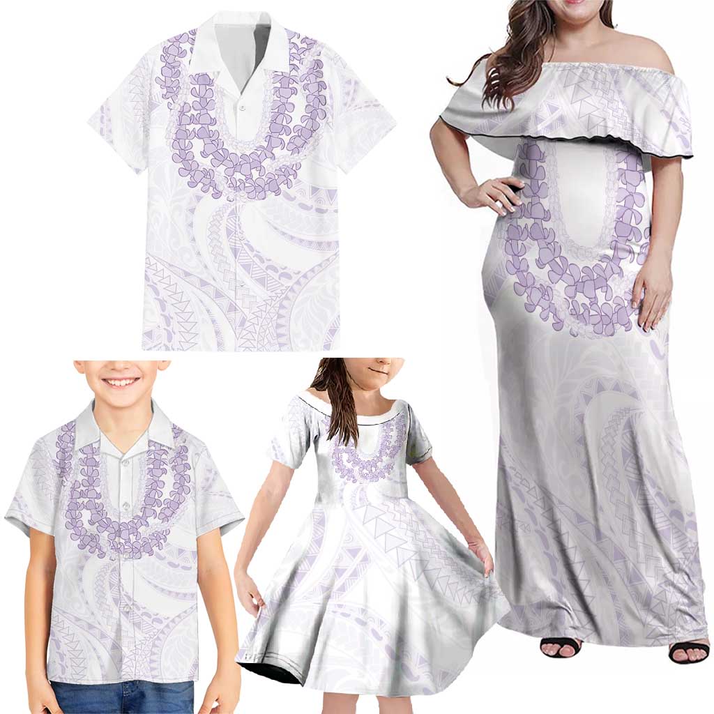 Aloha Lei Onaona Family Matching Off Shoulder Maxi Dress and Hawaiian Shirt Purple Hawaiian Tribal Pattern LT9 - Polynesian Pride
