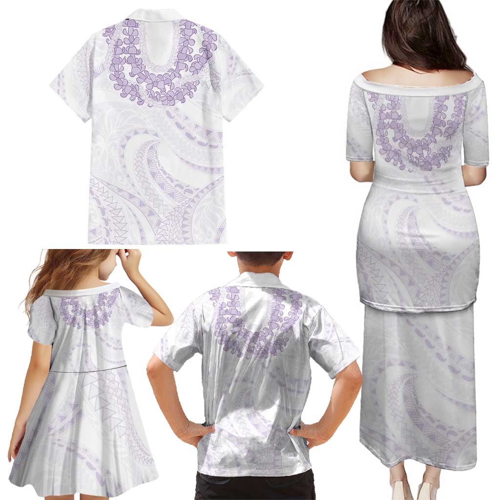 Aloha Lei Onaona Family Matching Puletasi and Hawaiian Shirt Purple Hawaiian Tribal Pattern