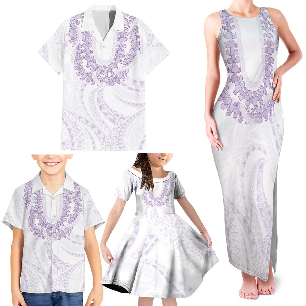 Aloha Lei Onaona Family Matching Tank Maxi Dress and Hawaiian Shirt Purple Hawaiian Tribal Pattern LT9 - Polynesian Pride