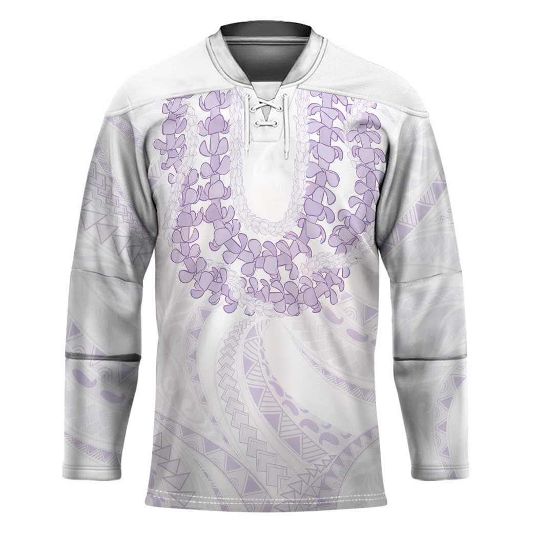 Aloha Lei Onaona Hockey Jersey Purple Hawaiian Tribal Pattern - Polynesian Pride