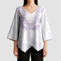 Aloha Lei Onaona Kimono Sleeve Blouse Purple Hawaiian Tribal Pattern LT9 - Polynesian Pride