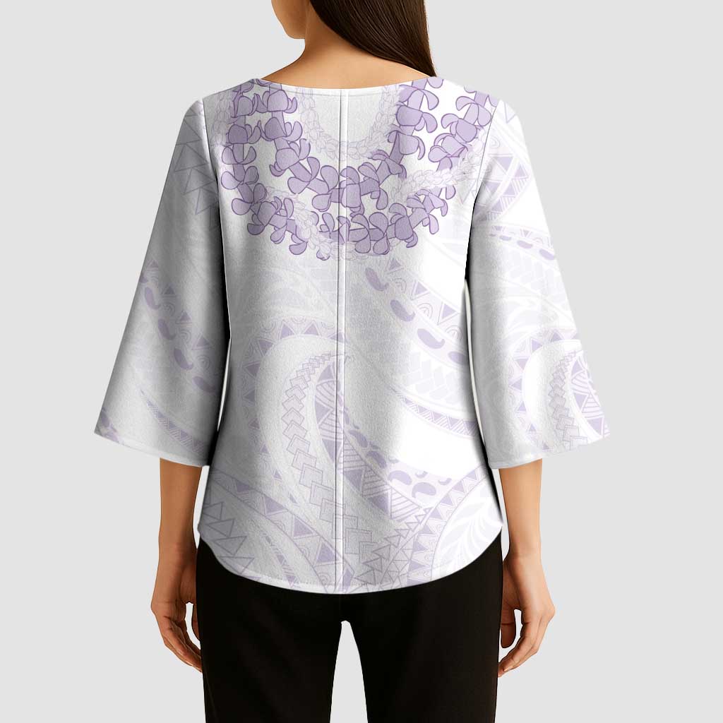 Aloha Lei Onaona Kimono Sleeve Blouse Purple Hawaiian Tribal Pattern LT9 - Polynesian Pride