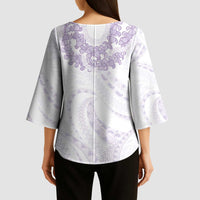 Aloha Lei Onaona Kimono Sleeve Blouse Purple Hawaiian Tribal Pattern LT9 - Polynesian Pride