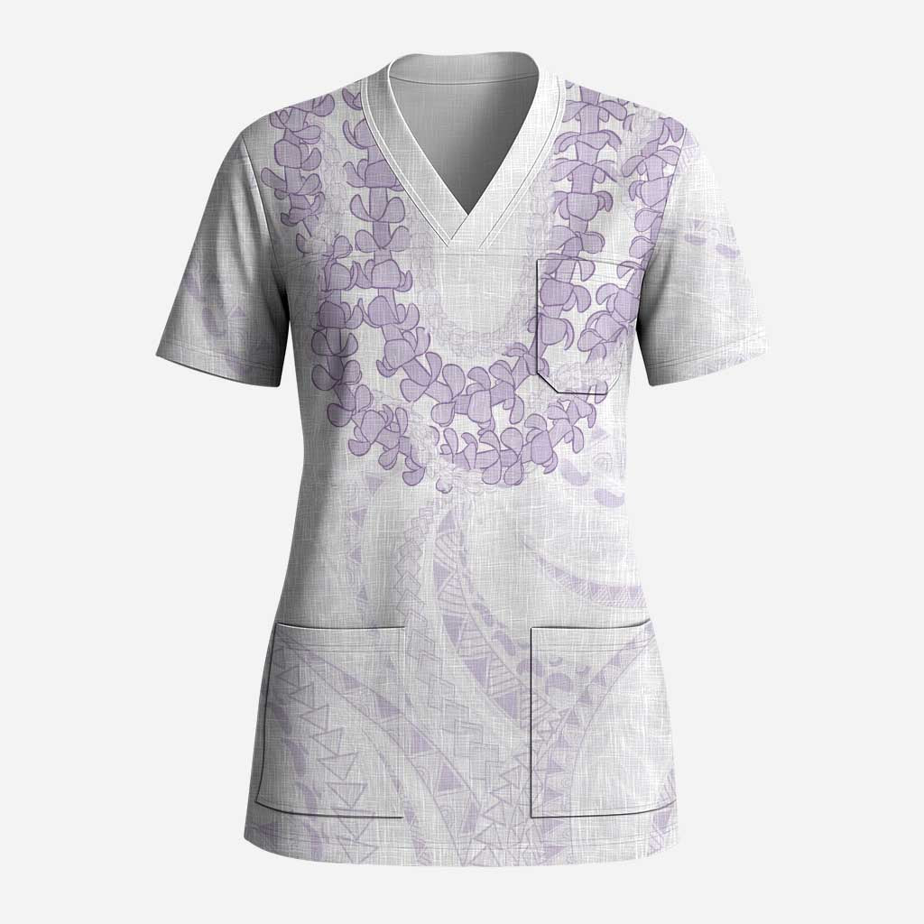 Aloha Lei Onaona Scrub Top Purple Hawaiian Tribal Pattern - Polynesian Pride