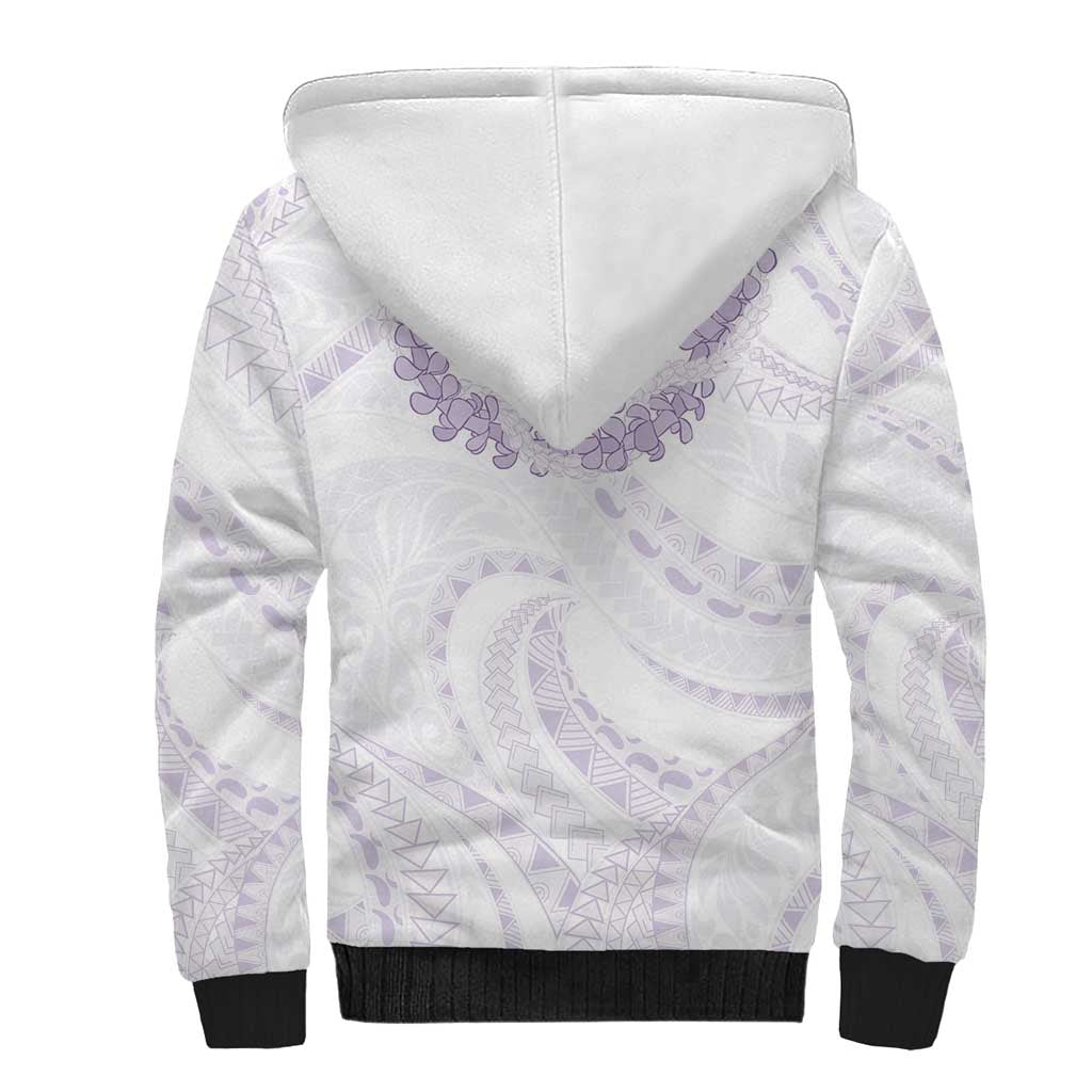 Aloha Lei Onaona Sherpa Hoodie Purple Hawaiian Tribal Pattern LT9 - Polynesian Pride