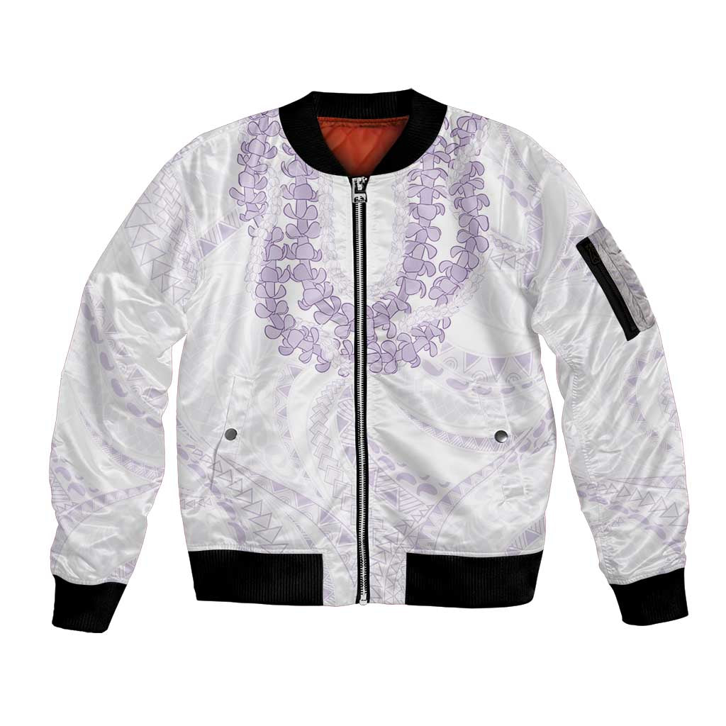 Aloha Lei Onaona Sleeve Zip Bomber Jacket Purple Hawaiian Tribal Pattern