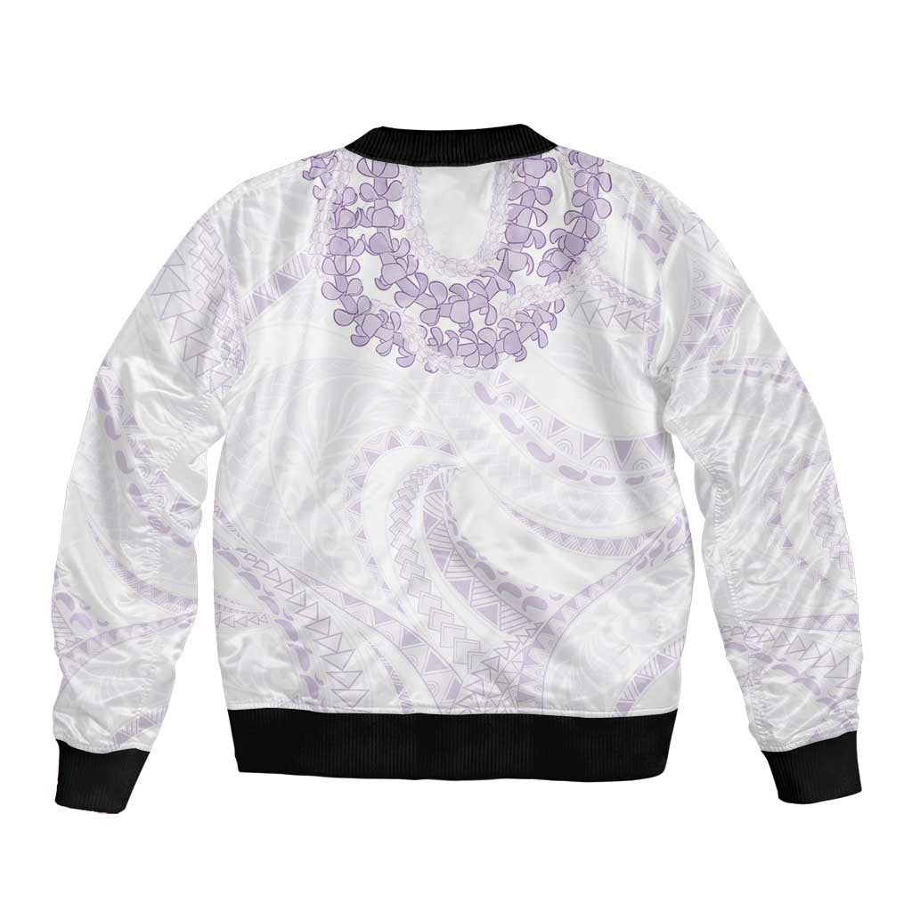 Aloha Lei Onaona Sleeve Zip Bomber Jacket Purple Hawaiian Tribal Pattern