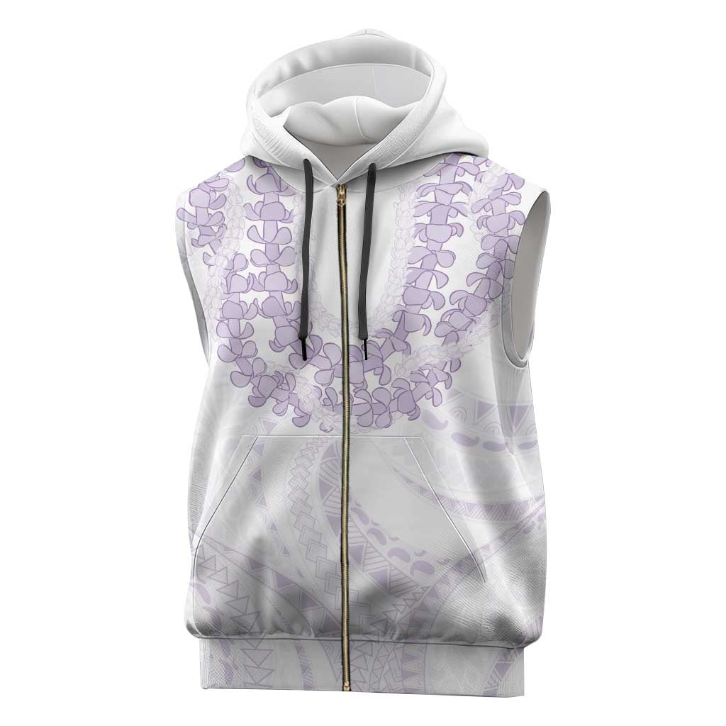 Aloha Lei Onaona Sleeveless Zip Hoodie Purple Hawaiian Tribal Pattern - Polynesian Pride