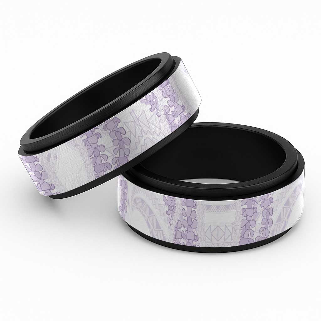 Aloha Lei Onaona Spinner Ring Purple Hawaiian Tribal Pattern - Polynesian Pride