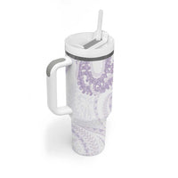 Aloha Lei Onaona Tumbler With Handle Purple Hawaiian Tribal Pattern
