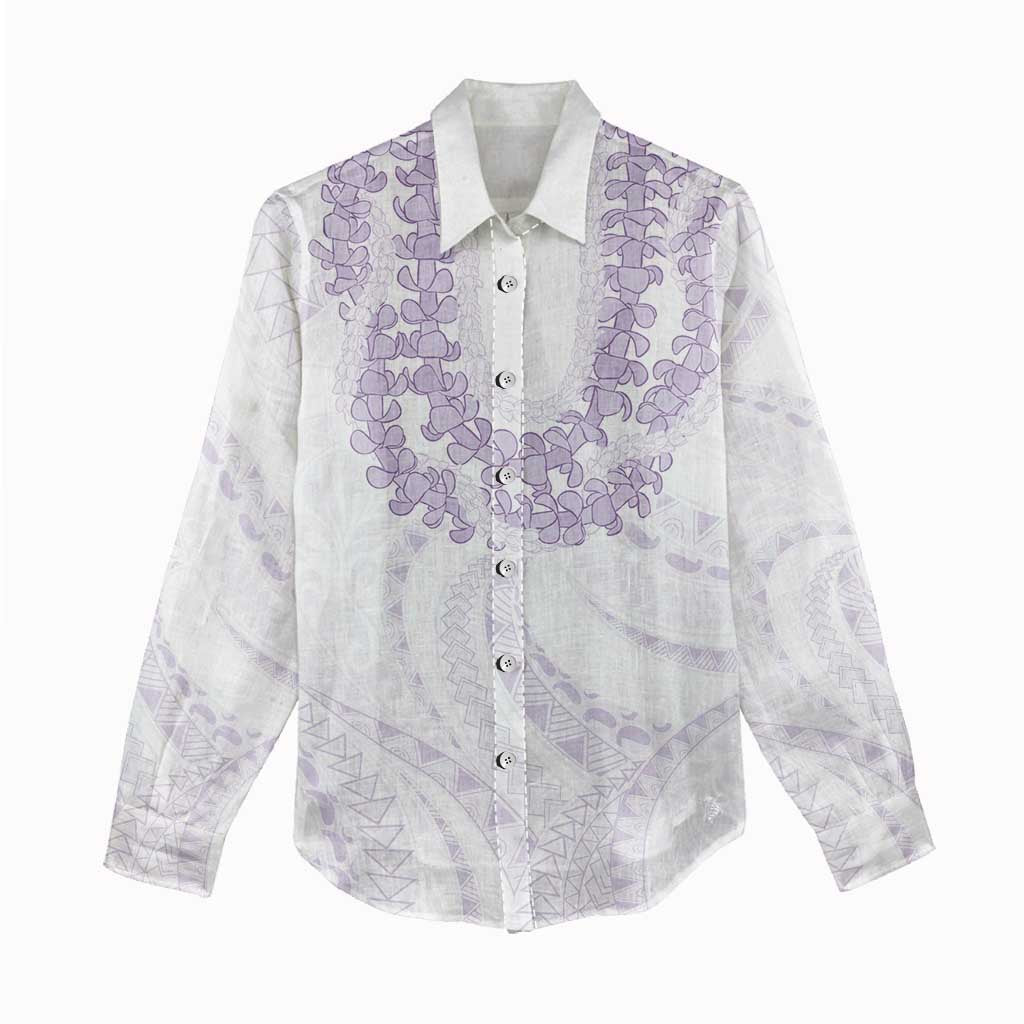 Aloha Lei Onaona Women Casual Shirt Purple Hawaiian Tribal Pattern