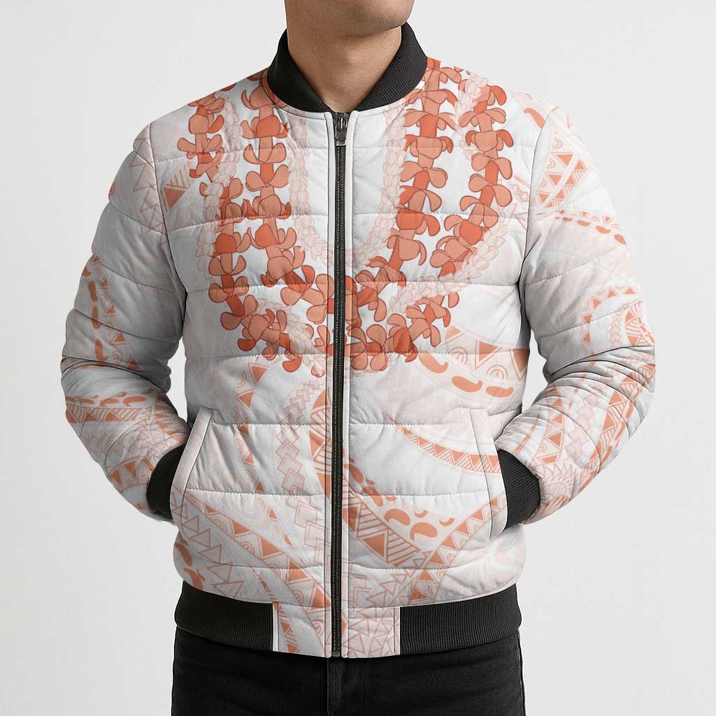 Aloha Lei Onaona Bomber Puffer Jacket Red Hawaiian Tribal Pattern LT9 - Polynesian Pride