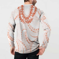 Aloha Lei Onaona Button Sweatshirt Red Hawaiian Tribal Pattern LT9 - Polynesian Pride
