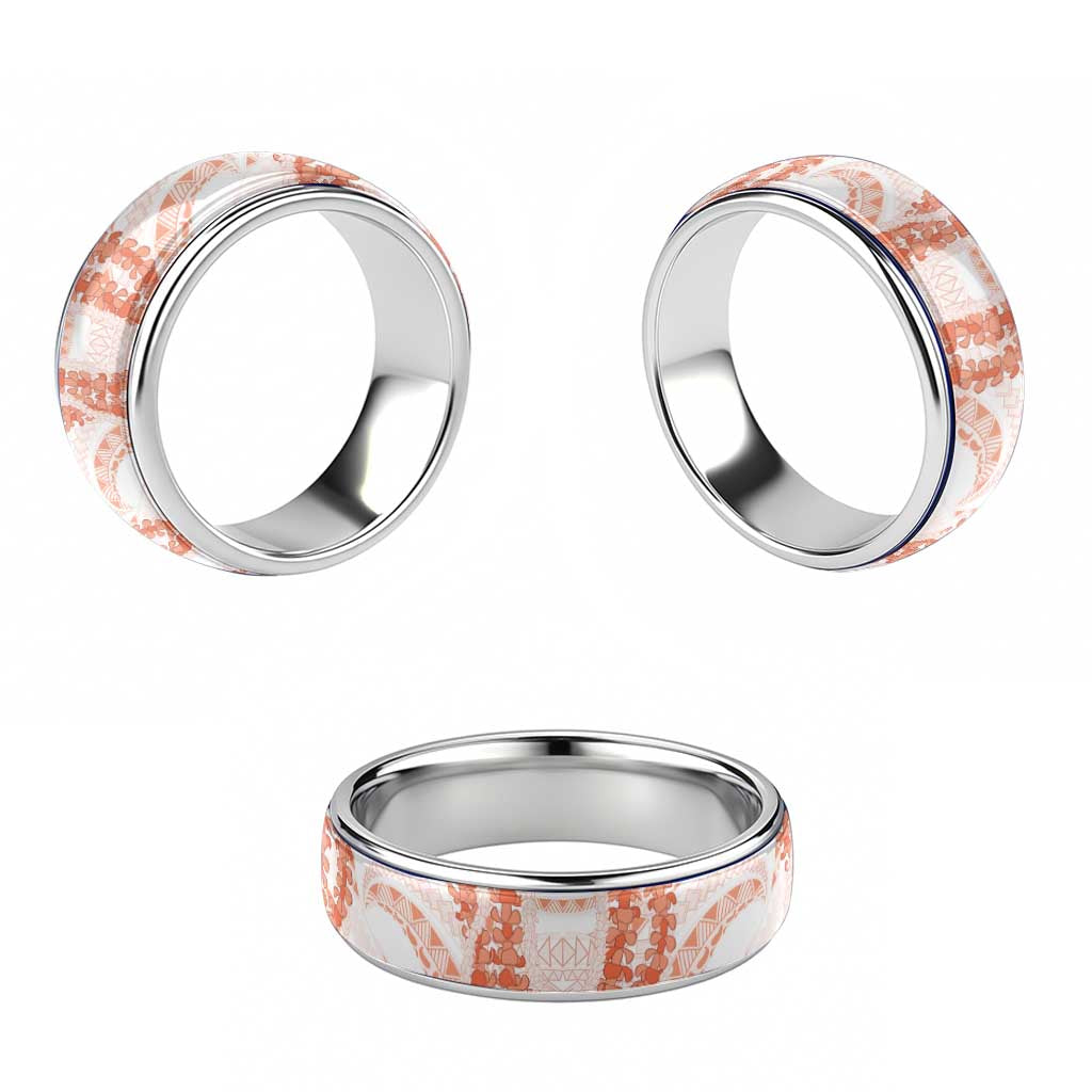 Aloha Lei Onaona Classic Ring Red Hawaiian Tribal Pattern - Polynesian Pride