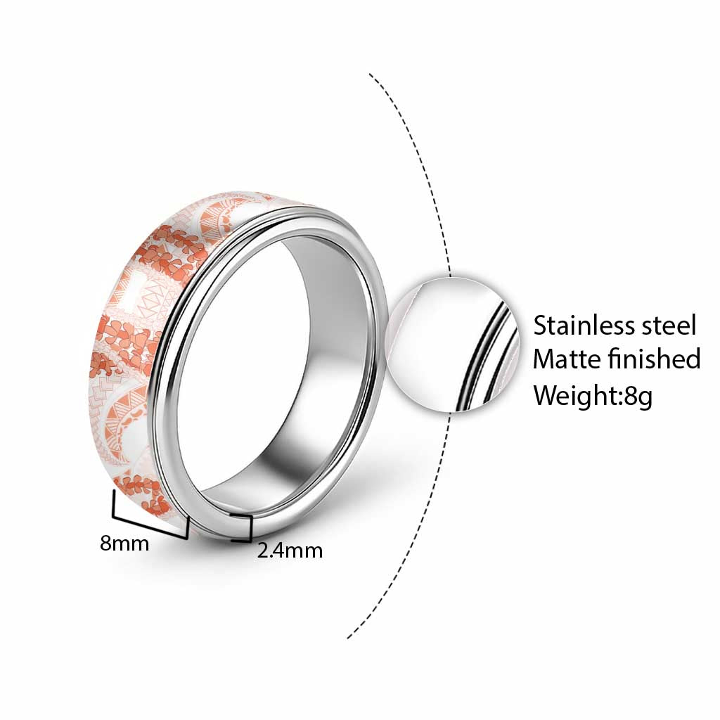 Aloha Lei Onaona Classic Ring Red Hawaiian Tribal Pattern - Polynesian Pride