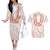 Aloha Lei Onaona Couples Matching Off The Shoulder Long Sleeve Dress and Hawaiian Shirt Red Hawaiian Tribal Pattern