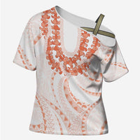 Aloha Lei Onaona Cross Shoulder Shirt Red Hawaiian Tribal Pattern LT9 Female Red - Polynesian Pride