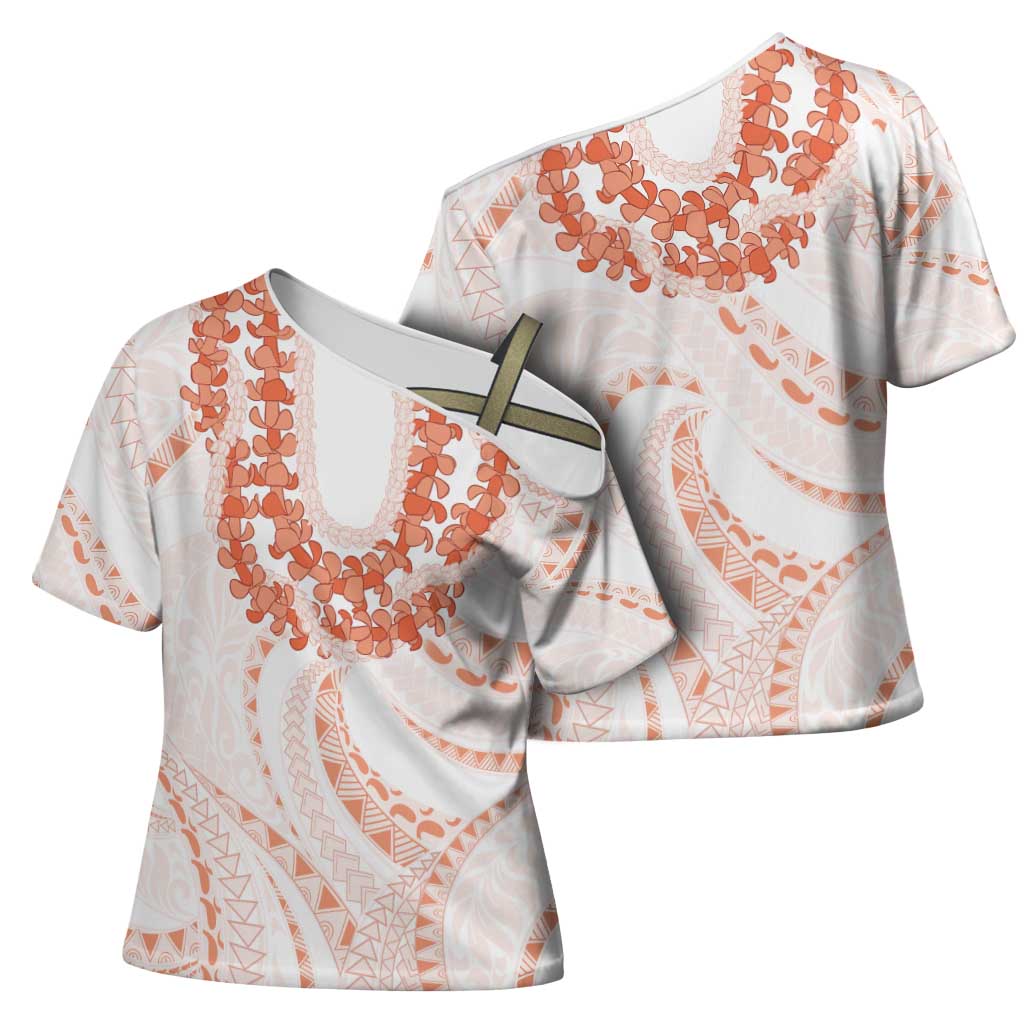 Aloha Lei Onaona Cross Shoulder Shirt Red Hawaiian Tribal Pattern LT9 - Polynesian Pride