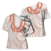 Aloha Lei Onaona Cross Shoulder Shirt Red Hawaiian Tribal Pattern LT9 - Polynesian Pride