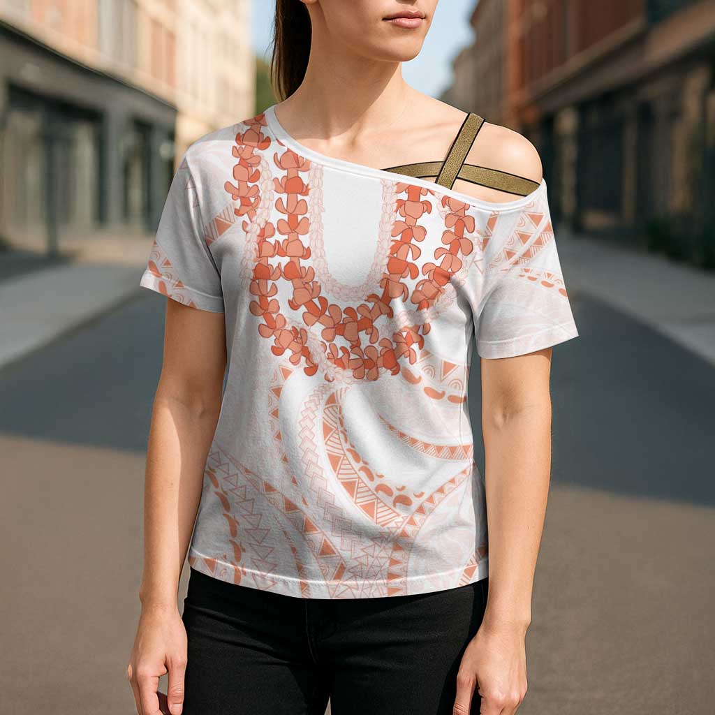 Aloha Lei Onaona Cross Shoulder Shirt Red Hawaiian Tribal Pattern LT9 - Polynesian Pride