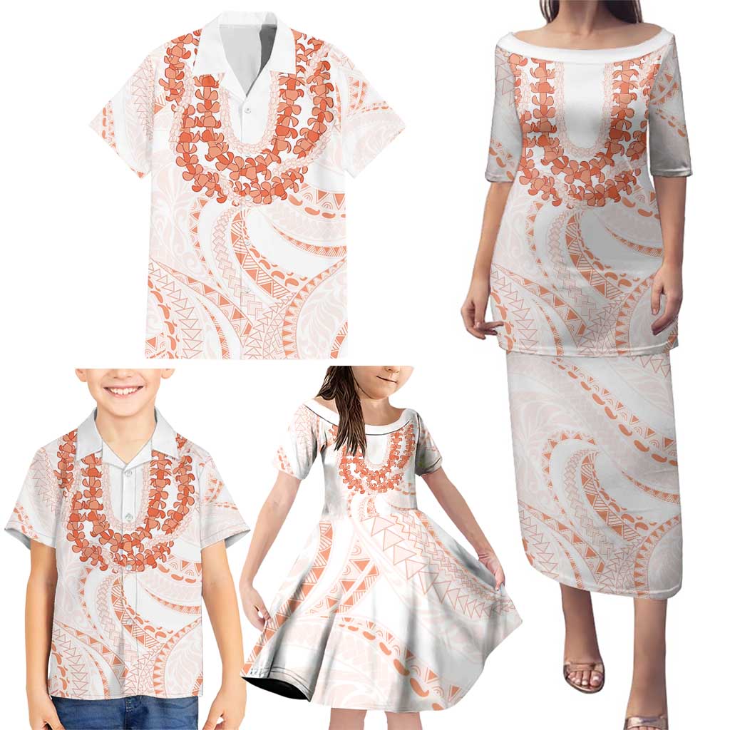 Aloha Lei Onaona Family Matching Puletasi and Hawaiian Shirt Red Hawaiian Tribal Pattern LT9 - Polynesian Pride