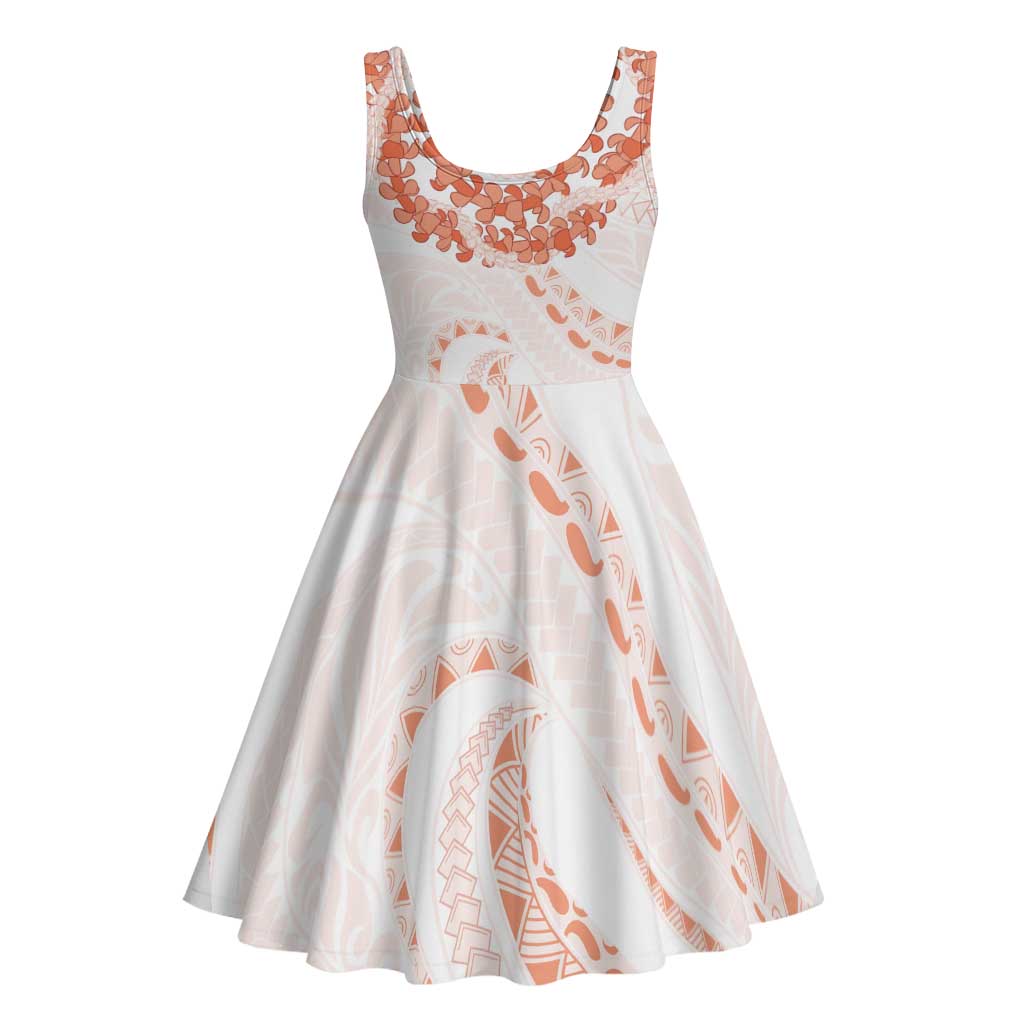 Aloha Lei Onaona Midi Dress Red Hawaiian Tribal Pattern - Polynesian Pride