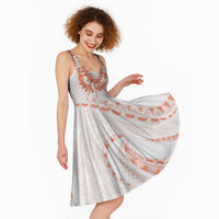 Aloha Lei Onaona Midi Dress Red Hawaiian Tribal Pattern - Polynesian Pride